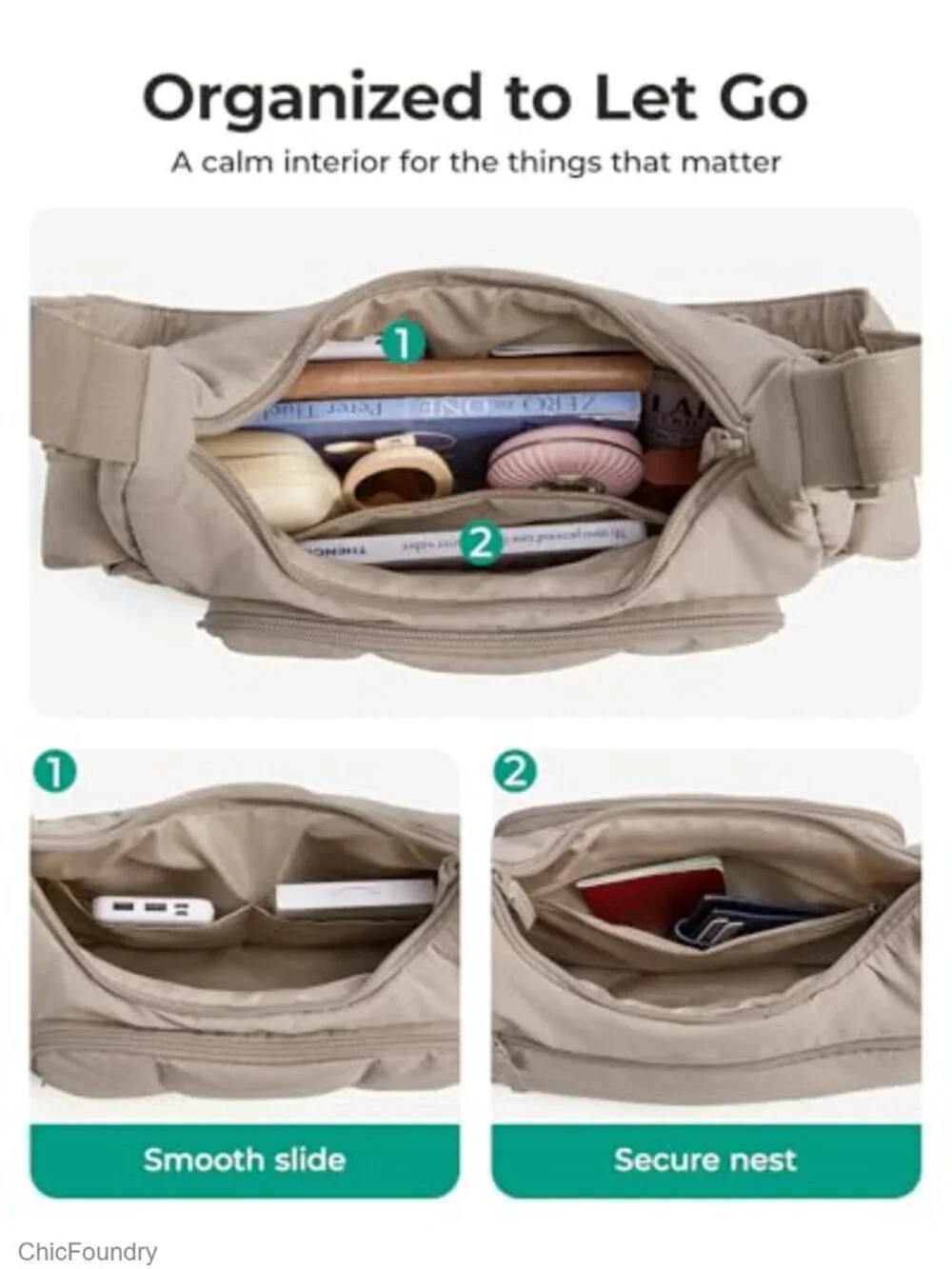 Water-Resistant Nylon Puffer Crossbody Hobo Bag, Fits 11